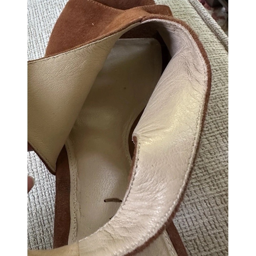 VIA SPIGA Suede Platform CrossStrap Sling Back Sandal Heels 9.5M Brown Y2K Shoes - Picture 15 of 16